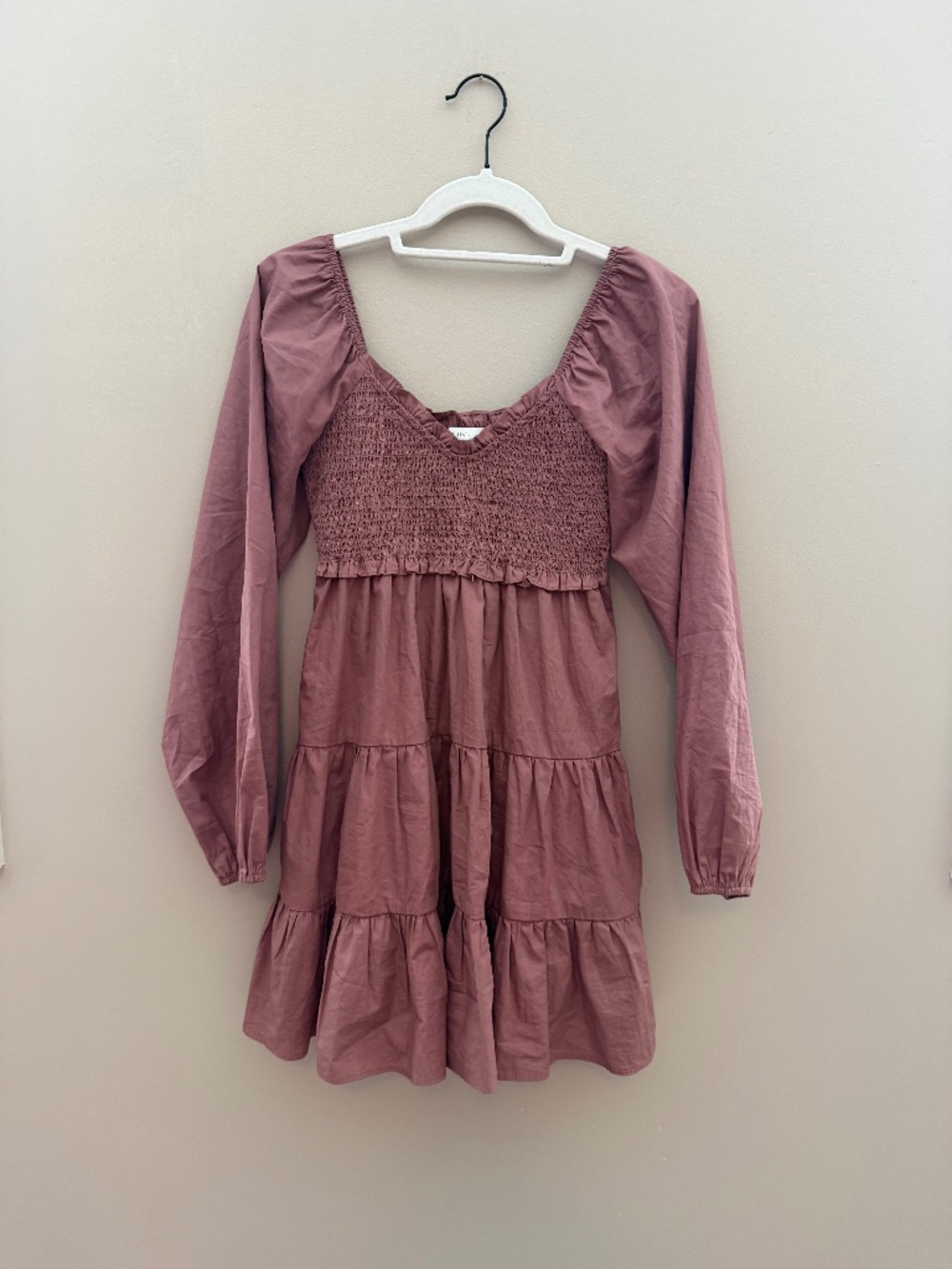 Altar'd State Mauve mini dress with long sleeves